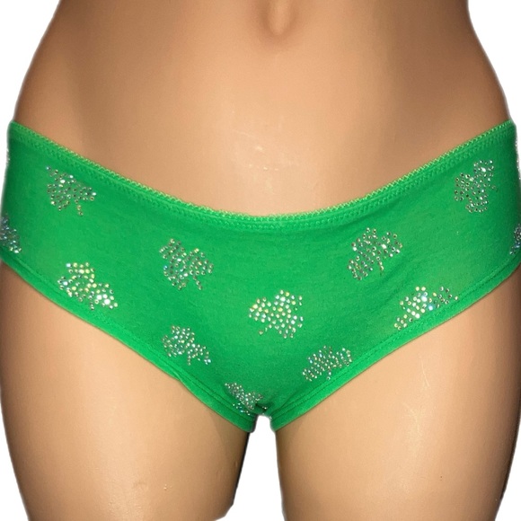 Victoria's Secret PINK Shamrock St Patrick’s Sequin Bling Bra Panty Set S NWT - Picture 3 of 5